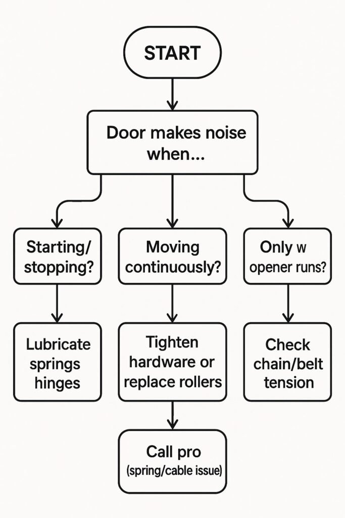 flow chart of how detect and call a garage door service pro